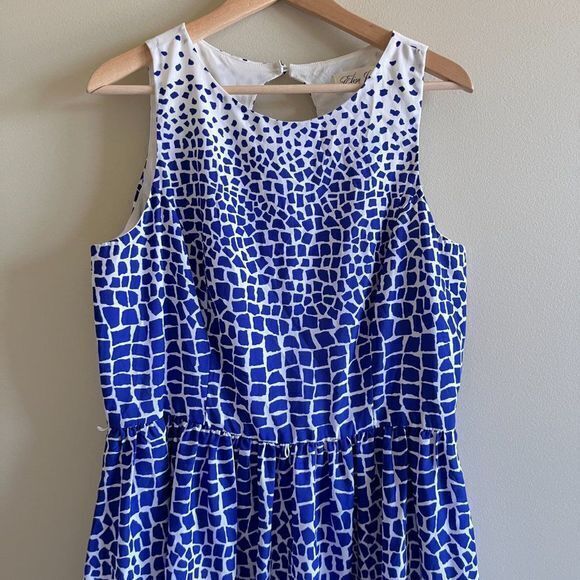 Eliza J Belted Print Fit & Flare Dress Womens Plus Size 14 Sleeveless Lined - Picture 5 of 11